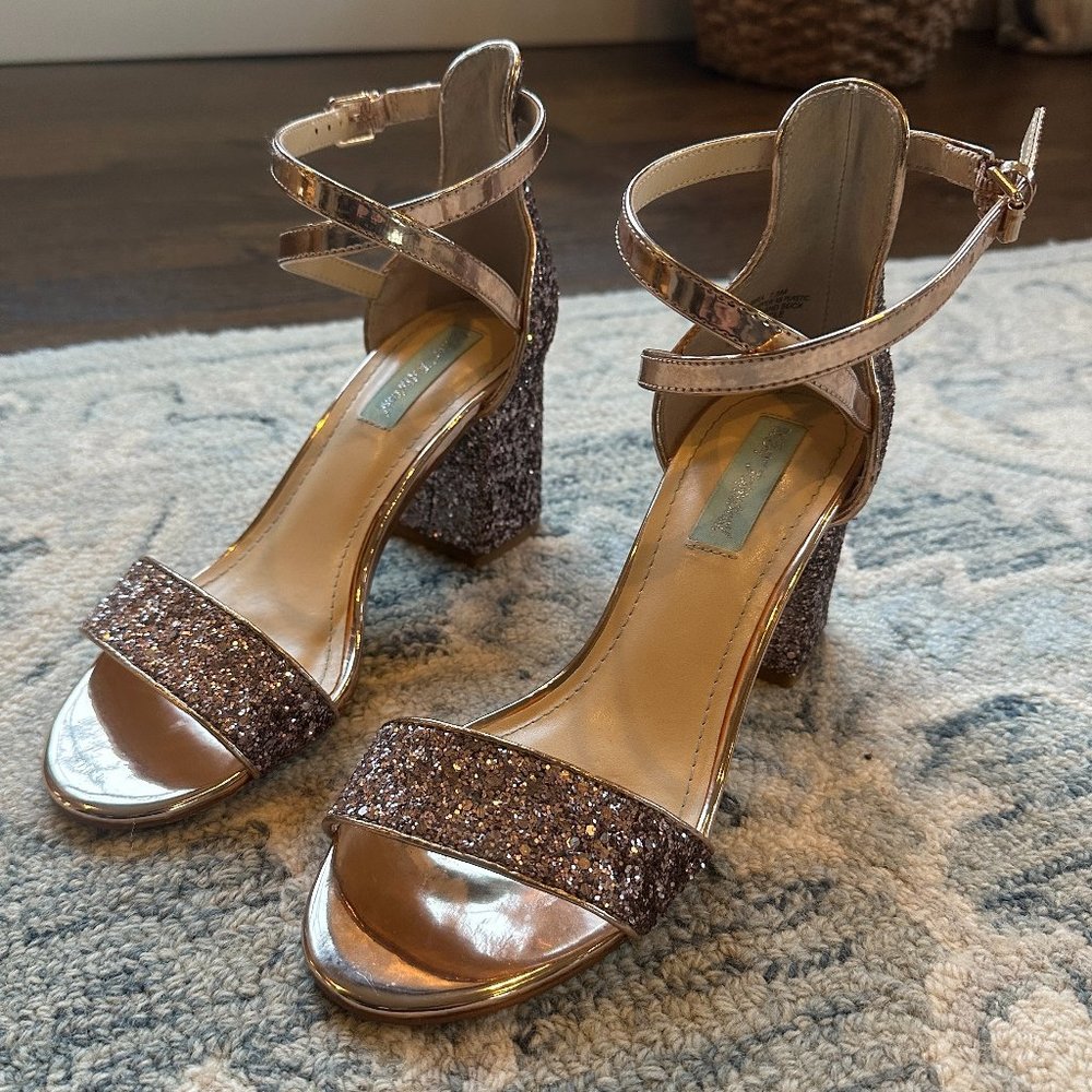 Betsy Johnson Champagne/Pink Glitter Heeled Sandal
